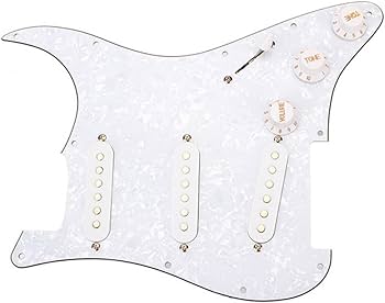 Amazon | Yibuy ホワイトパール Prewired ピックガード SSS